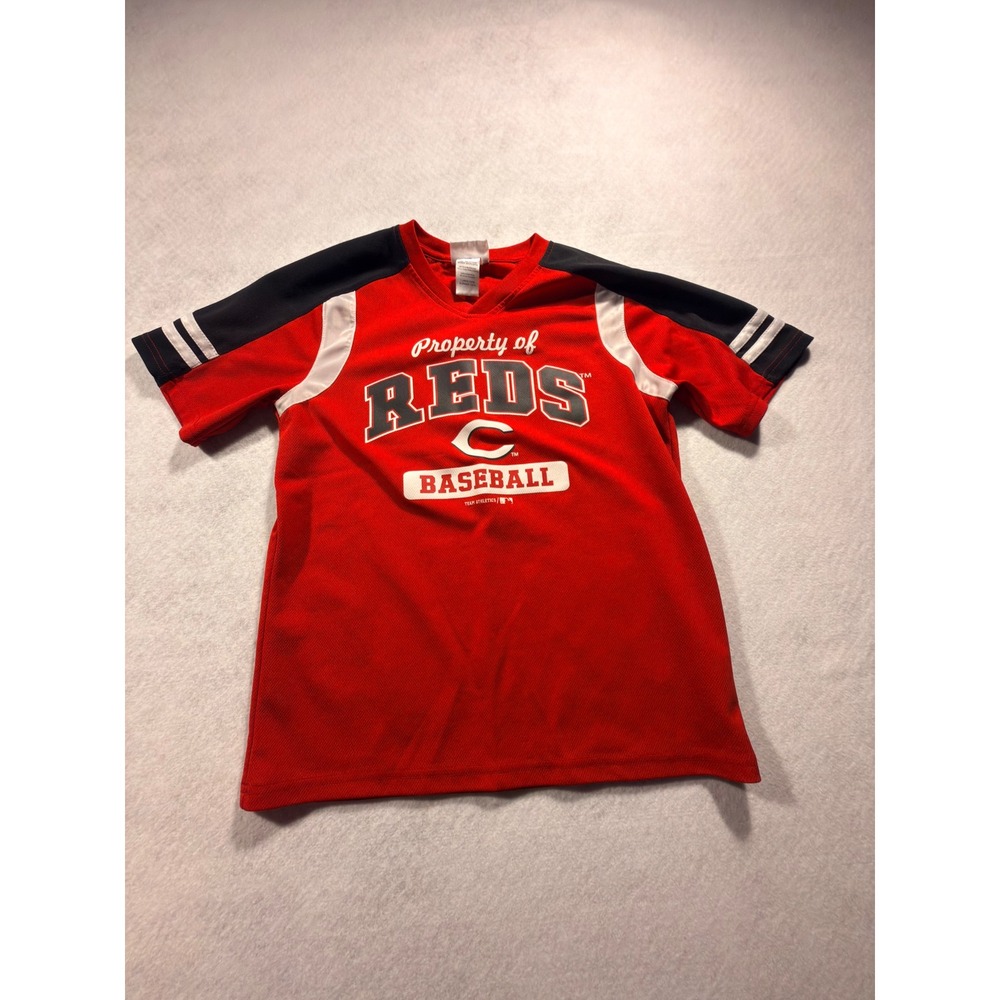 Cincinnati Reds Youth Jersey Shirt Red Black Team Athletics MLB Size L 12/14